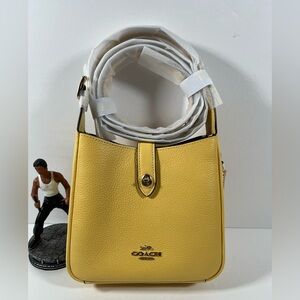 Coach Hadley Mini Turnlock Crossbody Bag in Gold/Yellow Pebble Leather NWT